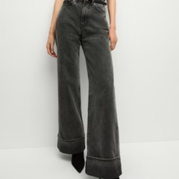NEW VERONICA BEARD Taylor Cuffed Wide-Leg Jean Size: 29 Stoned Washed Onyx - Picture 5 of 11